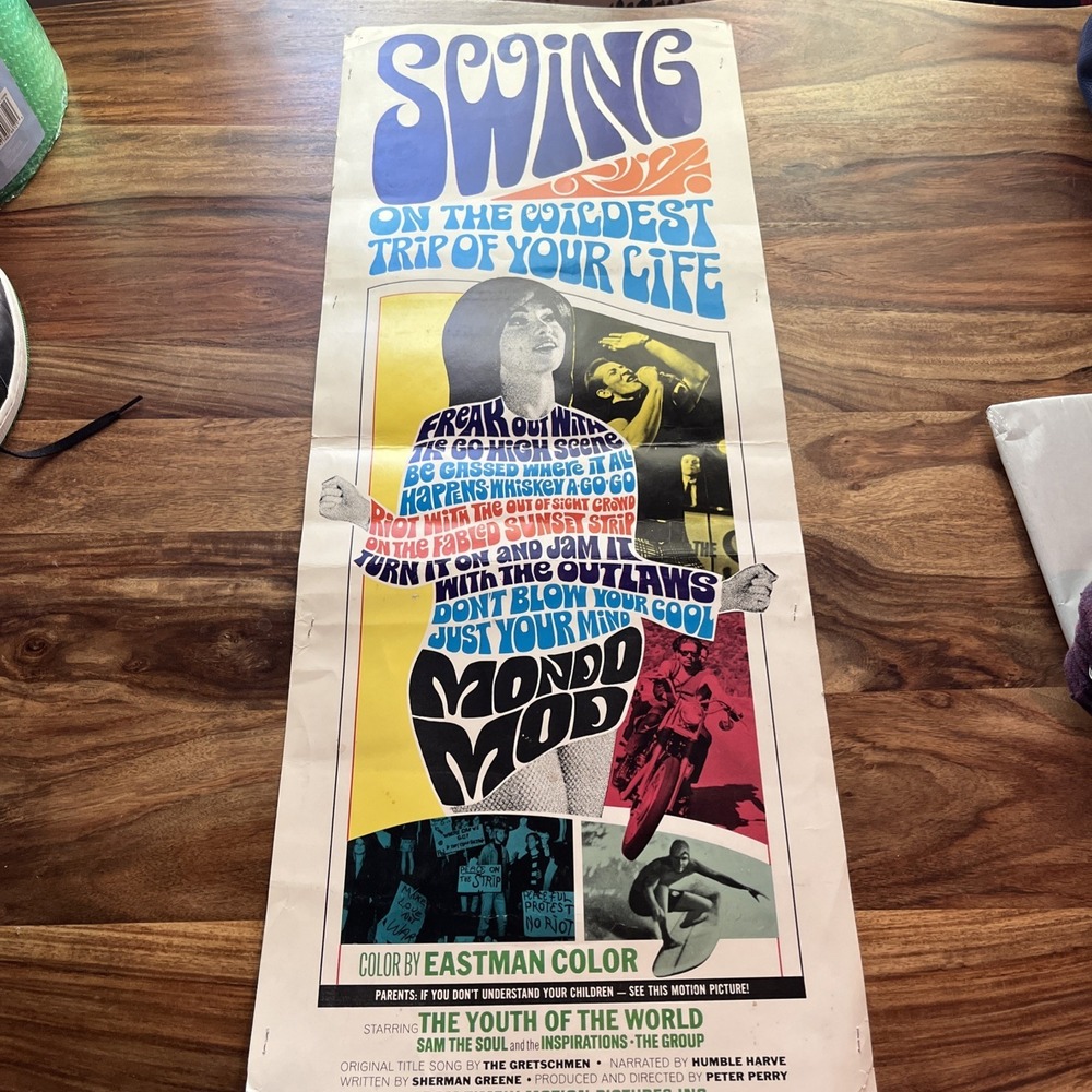 1967 Mondo Mod Original 14x36 Insert Movie Poster NSS 67/239 Psychedelic